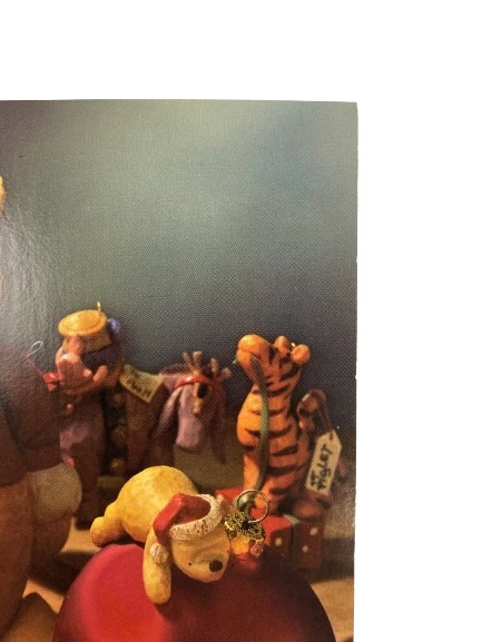 Vintage Disney Winnie the Pooh Christmas Postcard A.A. Milne 6" Collectible