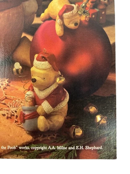 Vintage Disney Winnie the Pooh Christmas Postcard A.A. Milne 6" Collectible
