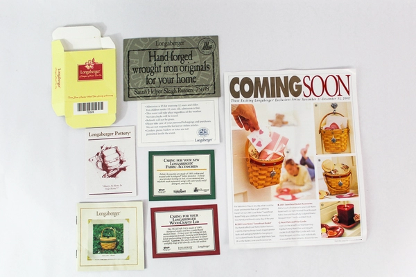 Lot of 8 Longaberger Paper Collectibles & Basket Care Instructions