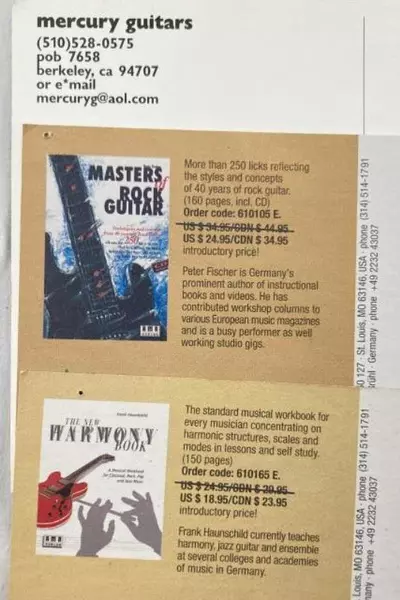 Lot of 3 Vintage Mercury Guitars Postcards - Unused Collectors' Item