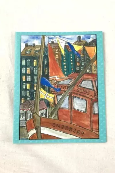 Multicolor Greeting Card Honfleur France 2023 Turquoise City Landscape