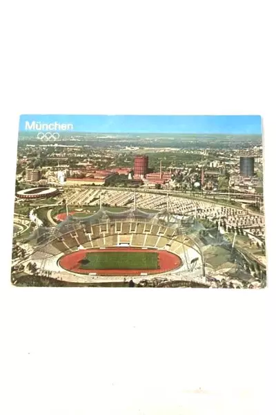 Vintage Munich Olympic Stadium Postcard 6"x4" Good Condition Collectible