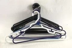 Lot of 17 Plastic Hangers for Shirts & Pants Black Blue White Pre-Owned