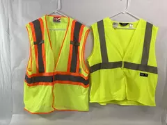 Lot of 2 Class 2 Safety Vests 2XL/3XL & Yellow Drawstring Bag - Open Road