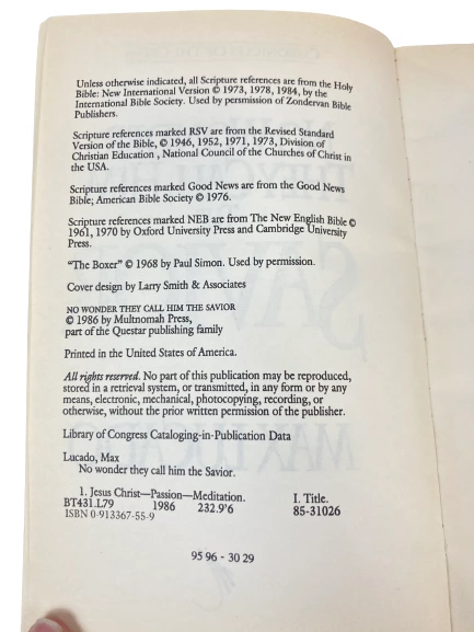 Max Lucado No Wonder They Call Him The Savior Chronicles of the Cross PB