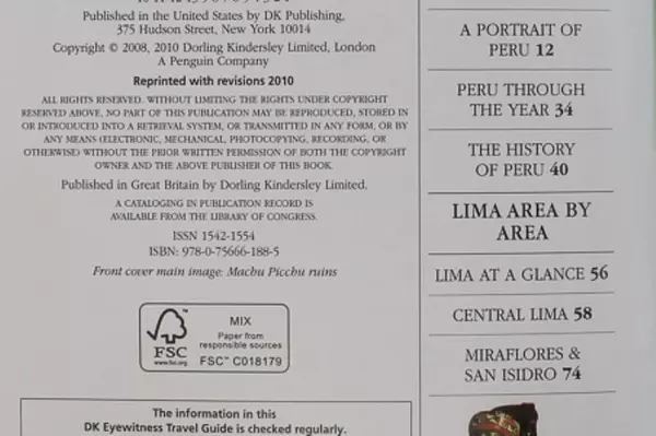 Peru Eyewitness Travel Guide 2010 by DK Publishing - Pre-owned Book