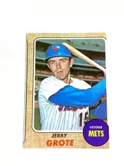 Vintage 1968 Topps Jerry Grote Mis-Cut Baseball Card New York Mets #582