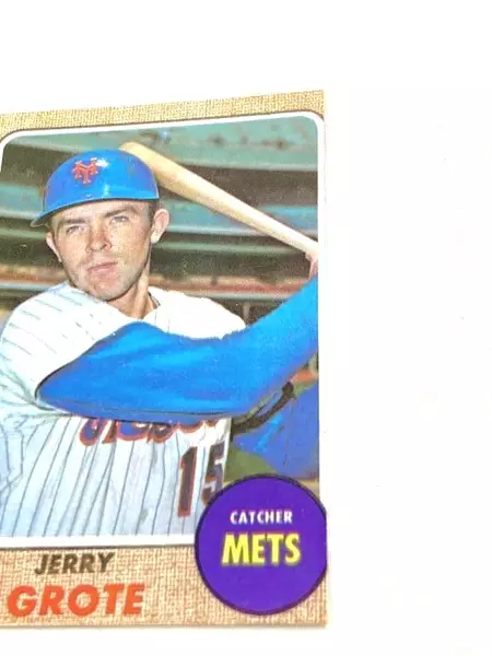 Vintage 1968 Topps Jerry Grote Mis-Cut Baseball Card New York Mets #582