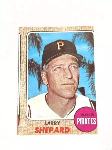 Vtg 1968 Topps #584 Larry Shepard Miscut Baseball Card Pirates Manager