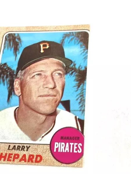 Vtg 1968 Topps #584 Larry Shepard Miscut Baseball Card Pirates Manager