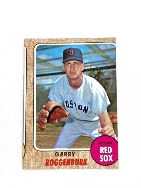 Vtg 1968 Topps Garry Roggenburk Mis-Cut Baseball Card Red Sox #581