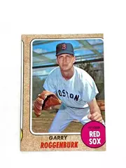 Vtg 1968 Topps Garry Roggenburk Mis-Cut Baseball Card Red Sox #581