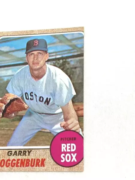 Vtg 1968 Topps Garry Roggenburk Mis-Cut Baseball Card Red Sox #581