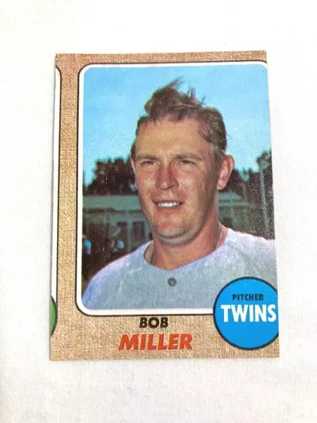Vintage 1968 Topps 7th Series Baseball Card Miscut Bob Miller Pitcher Twins
