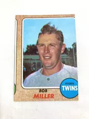 Vintage 1968 Topps 7th Series Baseball Card Miscut Bob Miller Pitcher Twins