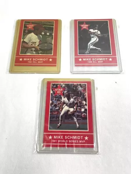 Lot of 3 Vintage Mike Schmidt 1980s Baseball Cards N.L. MVP Series