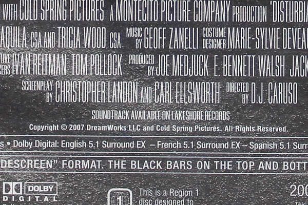 Disturbia DVD 2007 Widescreen Shia LaBeouf PG-13 Pre-Owned Untested