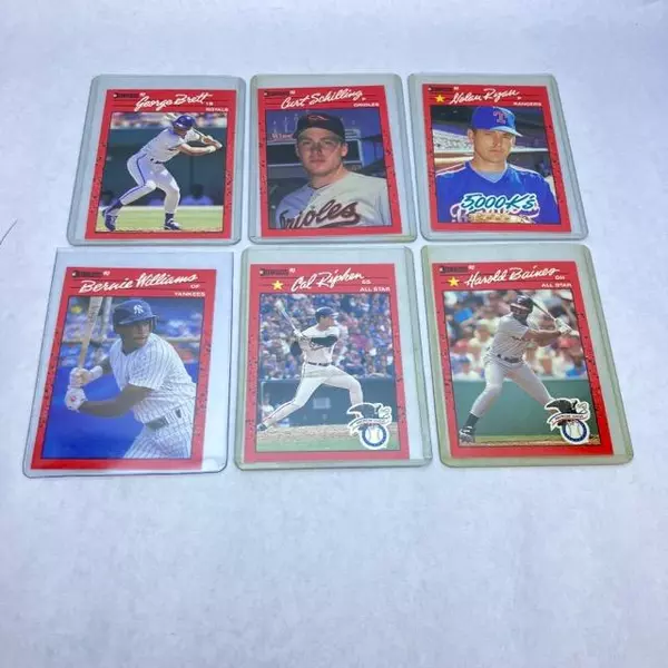 Lot of 6 Vintage 1990 Donruss Baseball Cards - Brett, Ryan, Baines & More