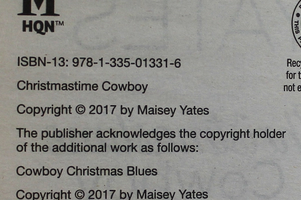 Christmastime Cowboy by Maisey Yates Paperback Novel 2017 Harlequin