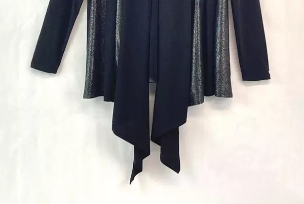 ElumiNation Women's Cardigan Sweater Size S Black Silver Metallic Open Front