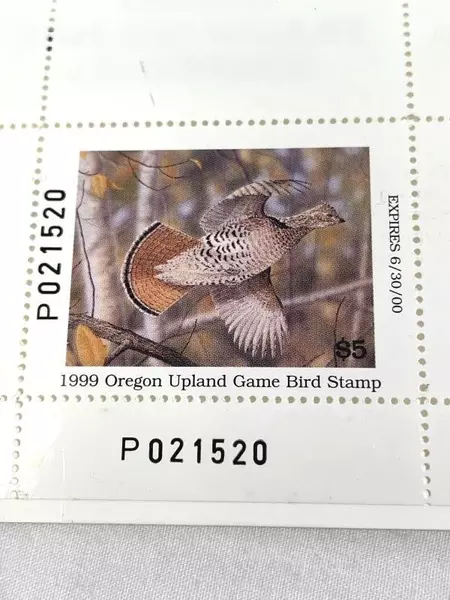 1999 Oregon Upland Game Bird Stamp P021520 Mint Never Hinged Collectible
