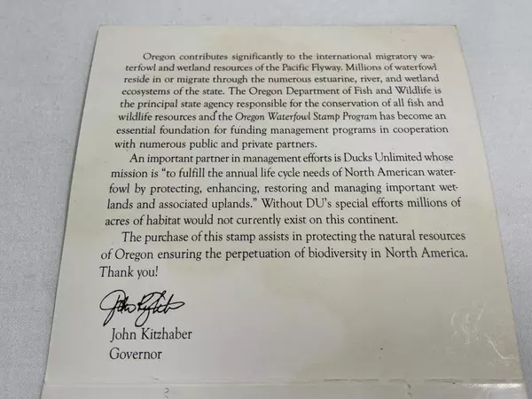 1995 Oregon Waterfowl Stamp Mint Never Hinged with Stains Duck Stamp Collectible