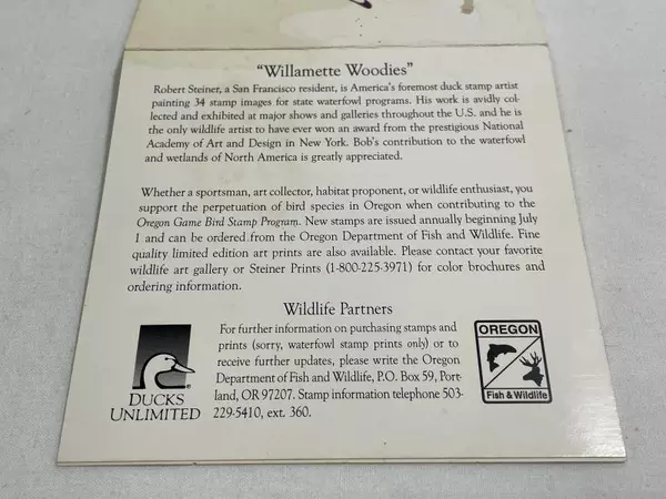 1995 Oregon Waterfowl Stamp Mint Never Hinged with Stains Duck Stamp Collectible