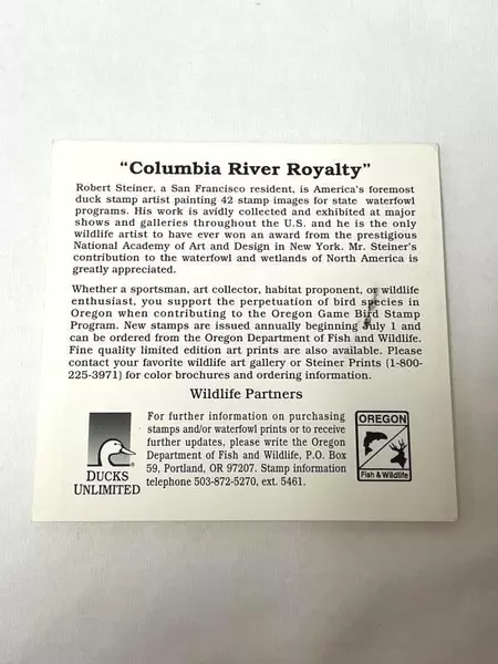 1997 Oregon Waterfowl Stamp Mint Never Hinged US Duck Stamp Collectible