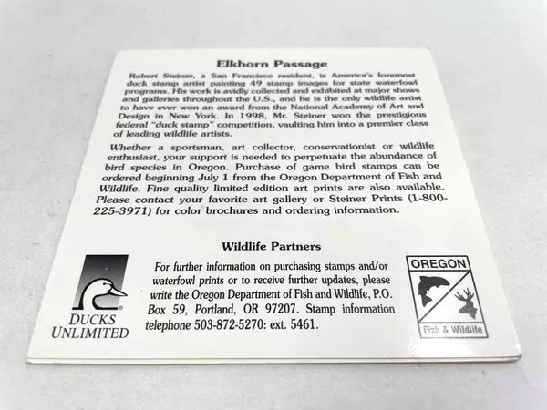 1999 Oregon Waterfowl Stamp Mint Never Hinged Duck Stamp for Collectors