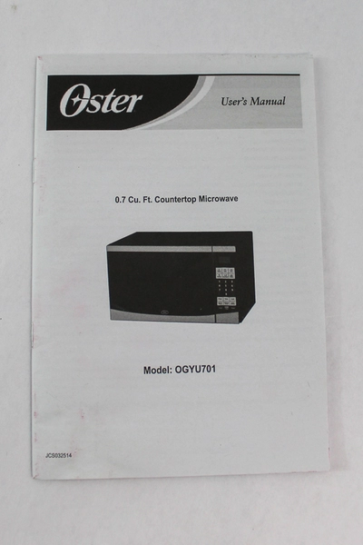 Oster User's Manual for 0.7 Cu. Ft. Microwave Model OGYU701 - Pre-Owned