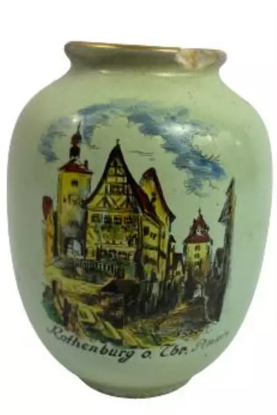 Vintage Rothenburg Ceramic Bud Vase Planter 4.5" Tall - Chip on Lip