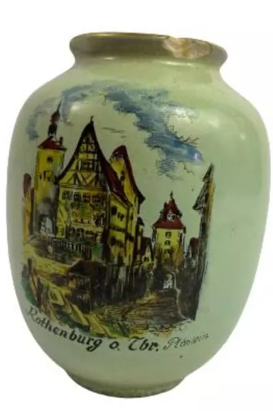 Vintage Rothenburg Ceramic Bud Vase Planter 4.5" Tall - Chip on Lip
