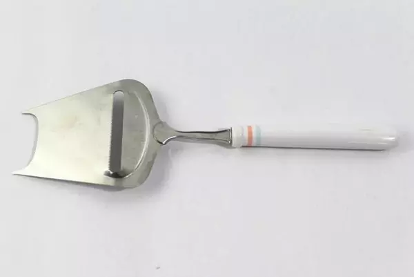 WMF Cheese Slicer with White Handle & Pink Blue Line Pattern - Germany