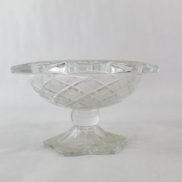 Vintage Teleflora Cut Lead Crystal Bowl Pedestal Candy Dish Bowl Compote Clear