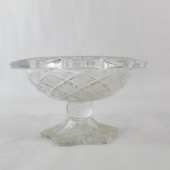 Vintage Teleflora Cut Lead Crystal Bowl Pedestal Candy Dish Bowl Compote Clear