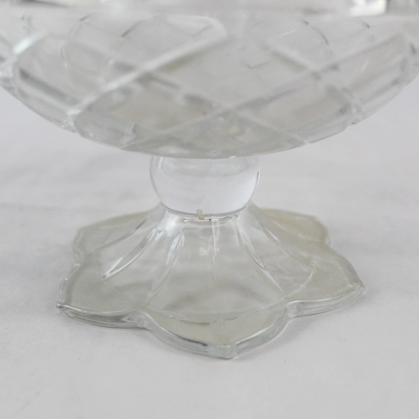Vintage Teleflora Cut Lead Crystal Bowl Pedestal Candy Dish Bowl Compote Clear