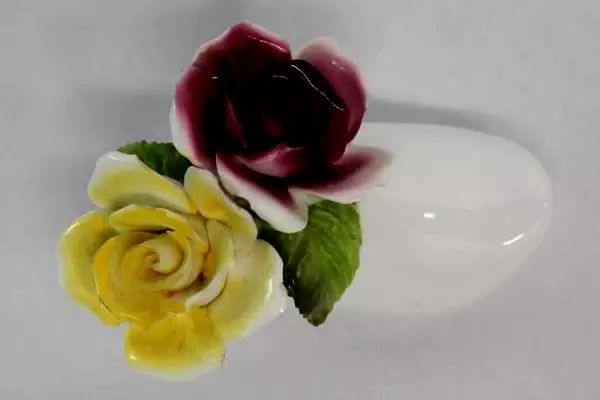 Vintage Aristocrat Bone China Wood Shoe Figurine with Rose Bouquet, Chipped