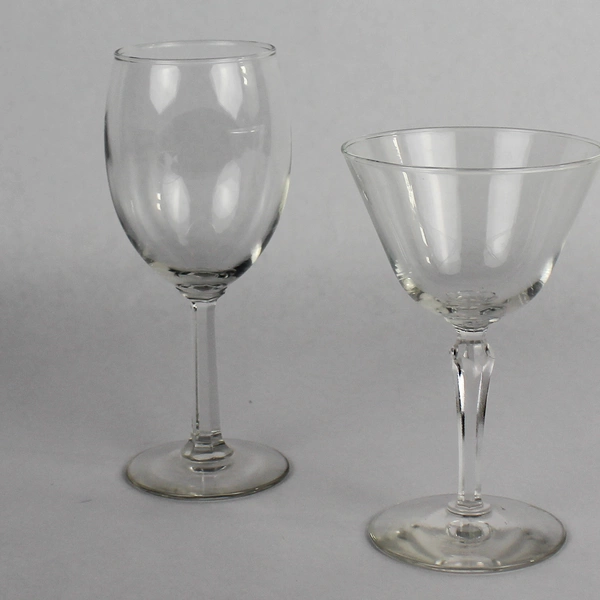 Lot of 2 Crystal Cut Glass Wine & Martini Glasses - Barware Set