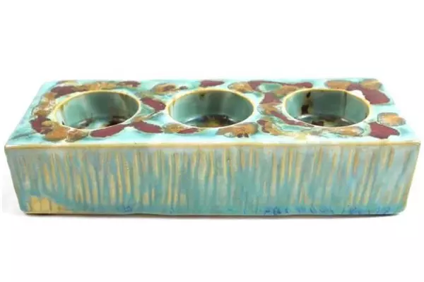 Pier 1 Imports Glazed Ceramic Tealight Candle Holder Centerpiece 8in Long