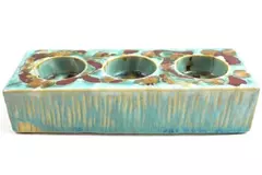 Pier 1 Imports Glazed Ceramic Tealight Candle Holder Centerpiece 8in Long