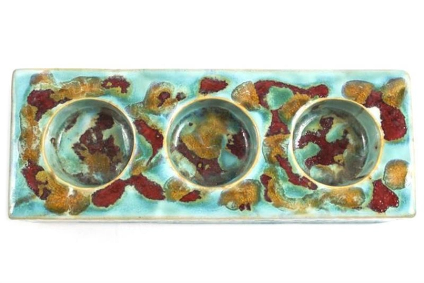 Pier 1 Imports Glazed Ceramic Tealight Candle Holder Centerpiece 8in Long