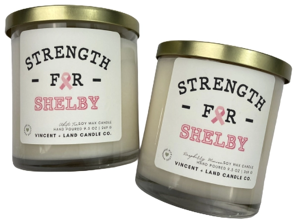 Lot of 2 Strength for Shelby Candles by Vincent + Land Cancer Awareness