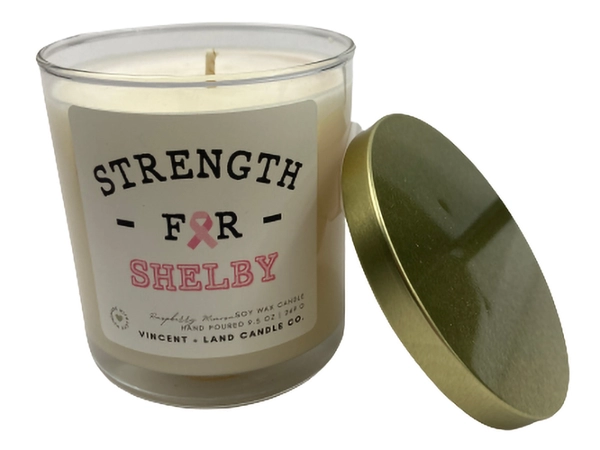 Lot of 2 Strength for Shelby Candles by Vincent + Land Cancer Awareness