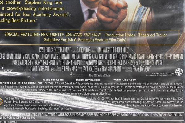 The Green Mile DVD Tom Hanks Sealed 1999 Warner Bros Rated R Classic Film