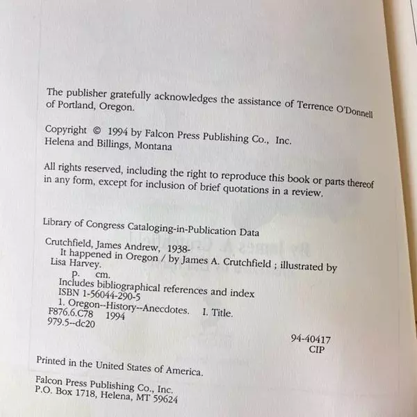 It Happened In Oregon by James A Crutchfield 1994 Paperback Book