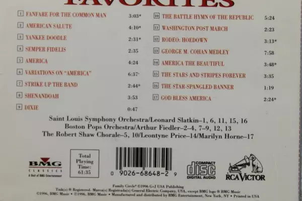 Great American Favorites Family Circle 1996 Music CD Pre-Owned As Is