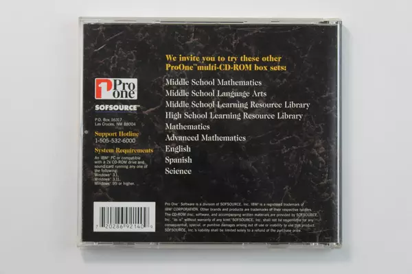 Middle School Math Review CD-ROM by Pro One Software - Pre-Owned, Untested