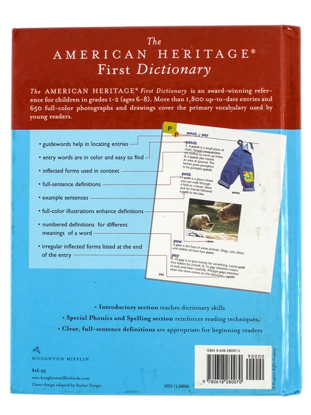 The American Heritage First Dictionary 2003 Houghton Mifflin Hardcover Book