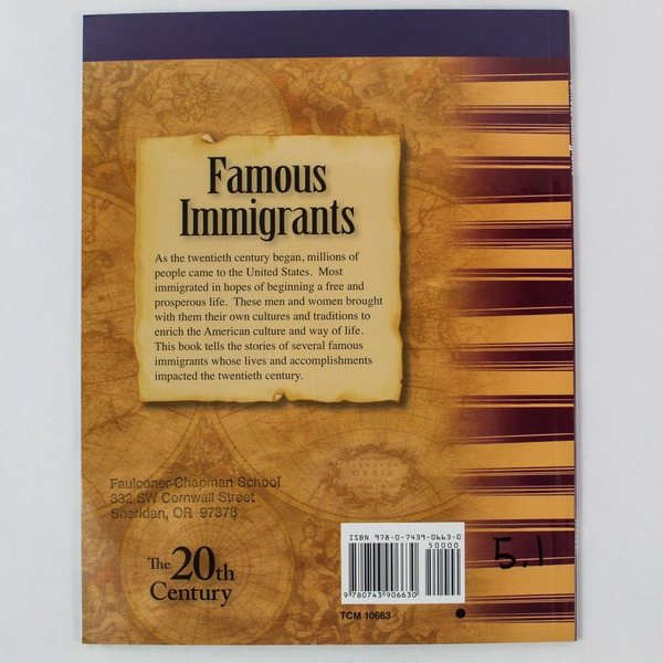 Famous Immigrants by Debra J. Housel - 2013 Teacher Created Materials Book