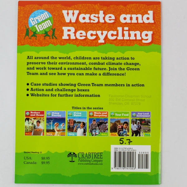 2009 Waste and Recycling by Sally Hewitt - Crabtree Publishing Book